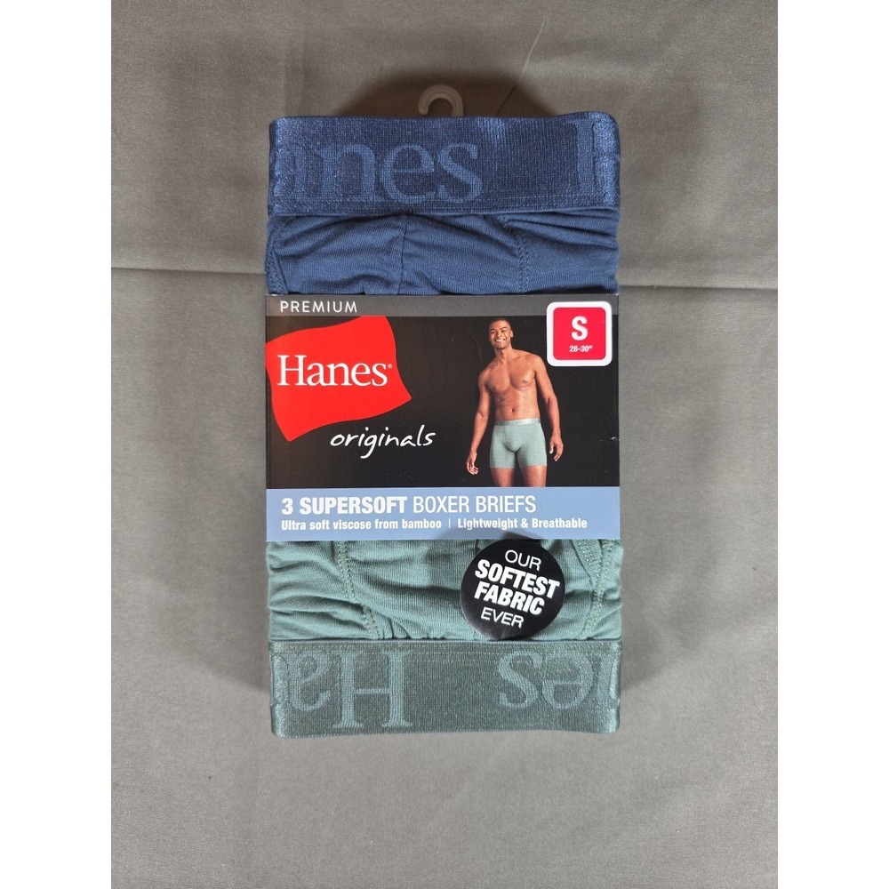 New Hanes Originals Premium Men's SuperSoft Fabric Boxer Briefs 3pk Size S 28-30